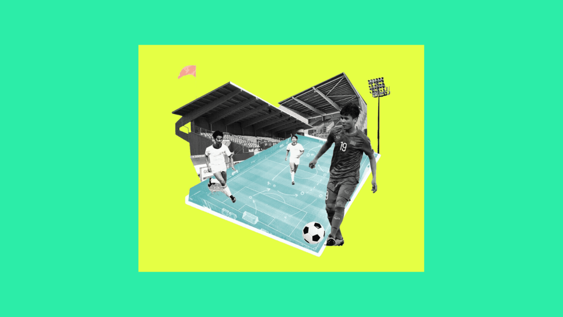 This is a collage showing Vietnamese footballers