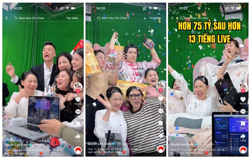 This is a screen grab taken from a phone of Quyen Leo Daily and team celebrating on TikTok