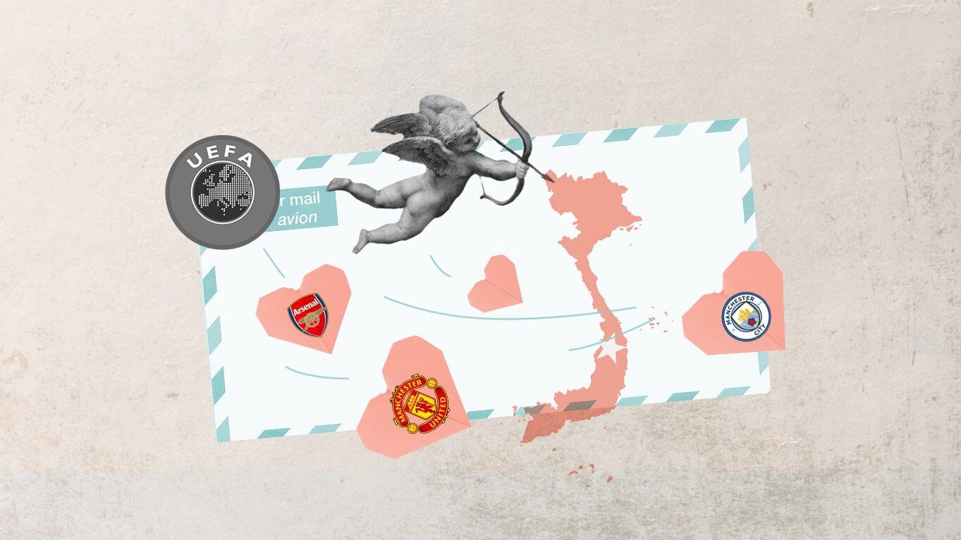This is a collage to illustrate an article "Vietnam's love affair with foreign football"