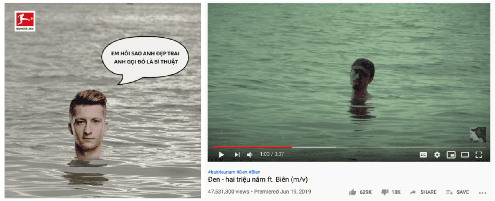 This is an image showing social media examples by Bundesliga in Vietnam