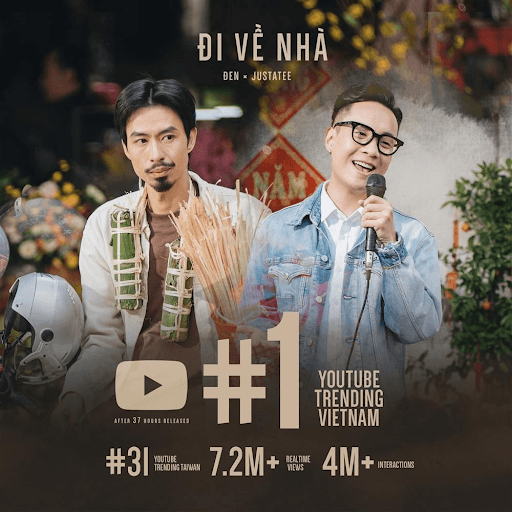 This is an image for "Đi về nhà” (Let’s go home), a track by JustaTee and Đen Vâu