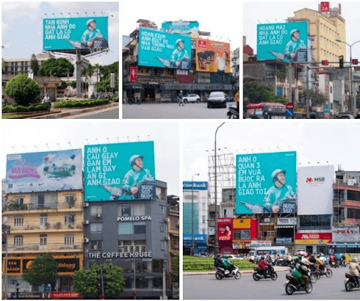 This is an image of an outdoor advertising campaign in Vietnam by Baemin